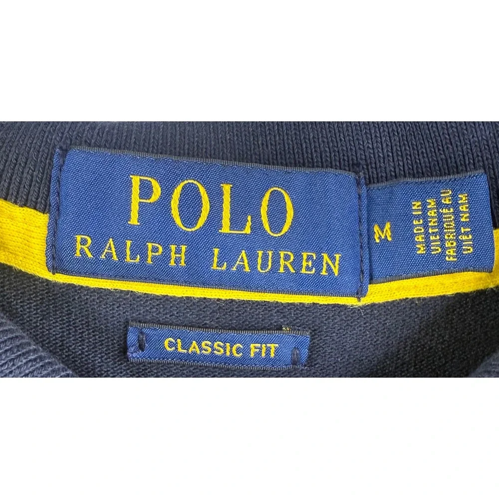 Polo Ralph Lauren Mens Big Pony Colorblock Polo Shirt Navy Yellow Red Medium